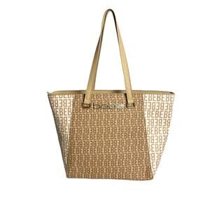 Bebe Ashley Logo Print Tote Bag Tan Handbag Purse XL Large School Work